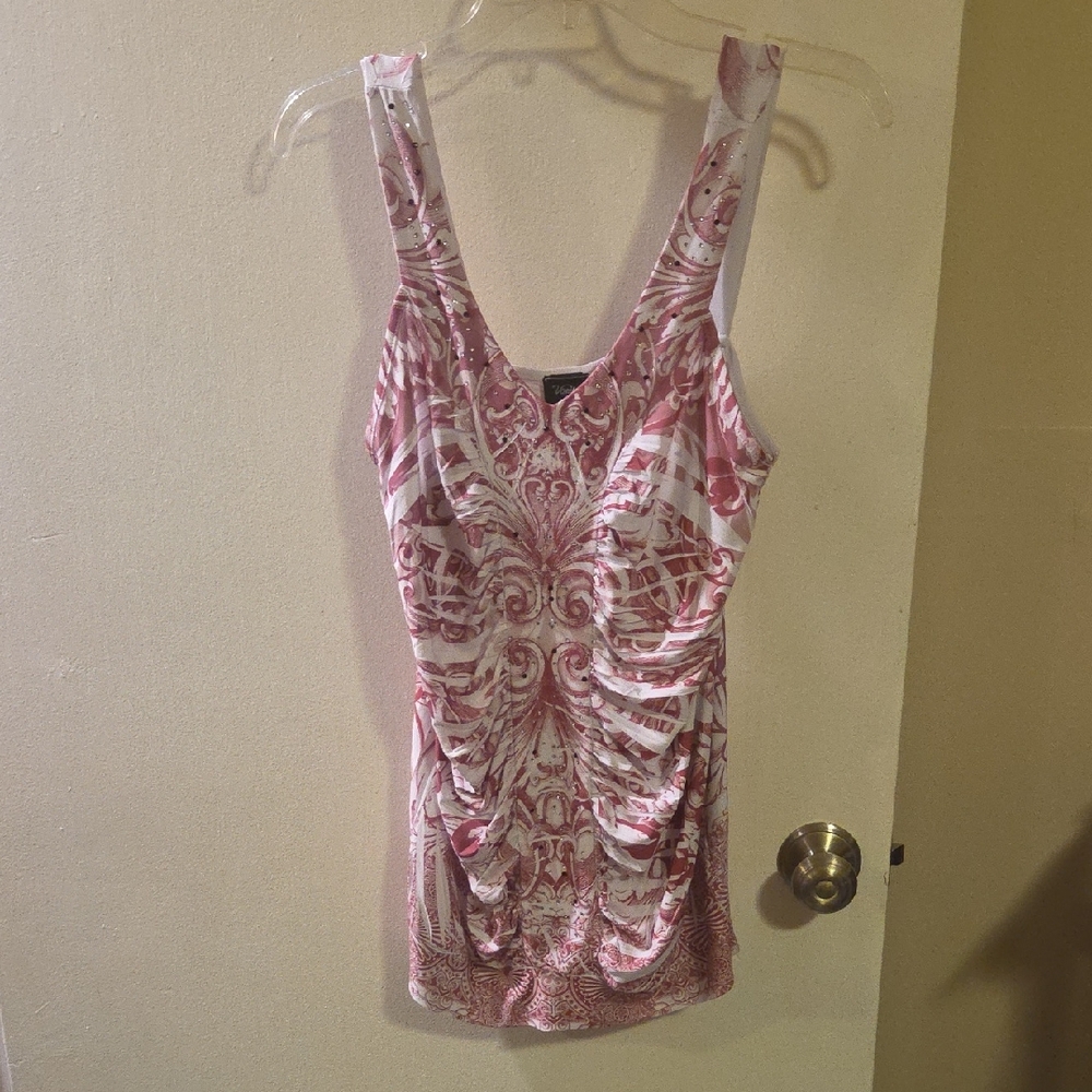 Vanity Pink and White Swirl Tank Top